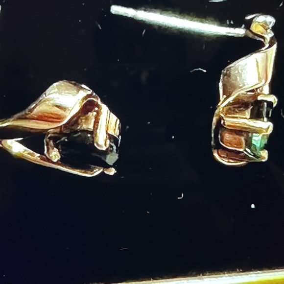 Genuine Sapphire and Diamond 14K Gold Earrings - Picture 5 of 8